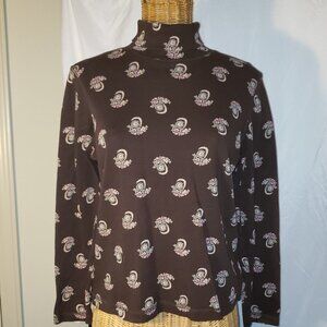 Ladies TABI Simply Classic Turtleneck w/Floral Print in Brown - M